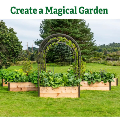 Arch Trellis For Elevated Planter Boxes 2x4 Garden Arbor For Climbing Plants Vegetables And Flowers, Heavy Duty Steel Frame