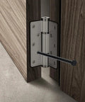 4 Inch Door Hinge Pins Black Set Of 10 For Interior And Exterior Hinges, Heavy Duty Iron Replacement, shown installed on wooden door