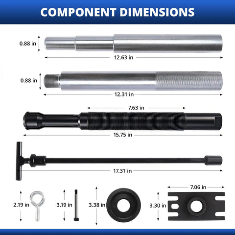 Heavy Duty Workhorse Gimbal Bearing Alignment Tool And Installation Puller For Boats with dimensions shown
