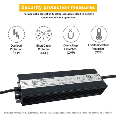 Rock Solid 300W 12V Led Driver Power Supply IP67 Waterproof AC 100 To 130V DC 12V Transformer Adapter 25A with protection features.