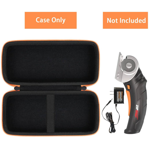 Hard Carrying Case Replacement for WORX WX081L WX082L ZipSnip Cordless Scissors Tool, open view, case only, zippered, black EVA shell, charger and tool not included.