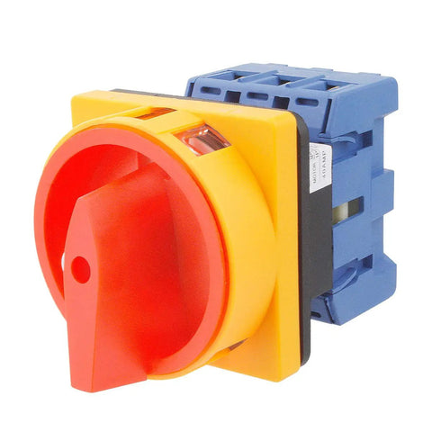 Universal Go-To 2-Position 3-Phase Changeover Switch With Rotary Panel Selector, 40A 690V AC, 6 Terminals, On Off, Compact 64x64x12mm