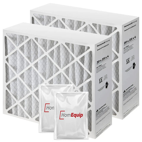 20x25x4 Furnace Filter Replacement With MERV 11 Media For Cleaner Air Captures 0.3 Micron Particles Includes Homequip Disposal Bag 2 Pack