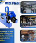 Beefy 2 Ton Steel Push Beam Trolley For Beams 3.9 To 5.9 In Flange Manual Hand Trolley With 4400 Lbs Capacity