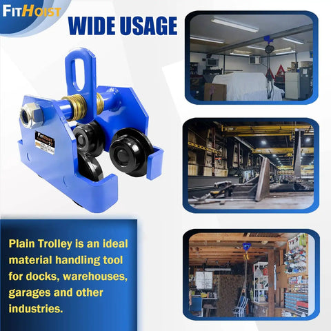 Beefy 2 Ton Steel Push Beam Trolley For Beams 3.9 To 5.9 In Flange Manual Hand Trolley With 4400 Lbs Capacity