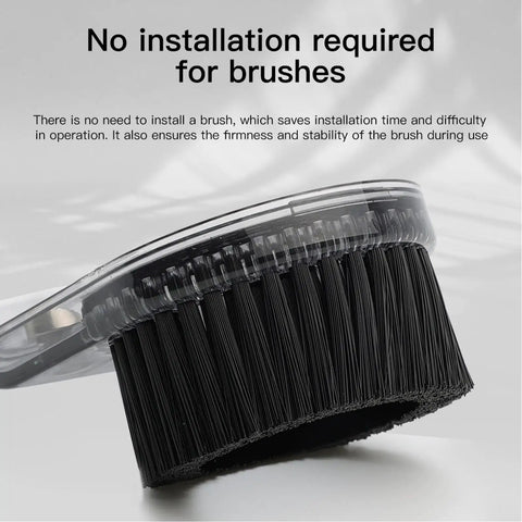 Close-up of brush bristles on Magnetic Split ABS Dust Shoe for CNC Machines, 52mm Motor, showing no installation required for brushes.