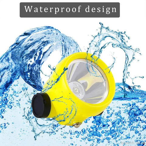 Rechargeable Safety Mining Headlamp With Dual Wearing Modes showing waterproof design feature against splashing water