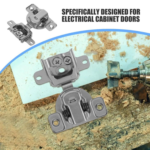 Soft Closing Cabinet Hinges 2 Pack Adjustable Folding Hidden Hinge For Kitchen And RV Cabinets shown on wood board