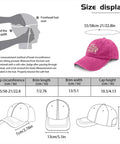 Size diagram of Funny RV Pilot Hat For Men Embracing The Journey Camper Road Trip Style Baseball Cap in rose red color