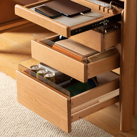 No Fuss Straight Up Smooth Heavy Duty 16 Inch Wood Drawer Slides Premium Beech Hardwood Center Track With Wax Coated Metal Glides For Bottom Mount Cabinet Replacement Set in a cabinet with organized drawers