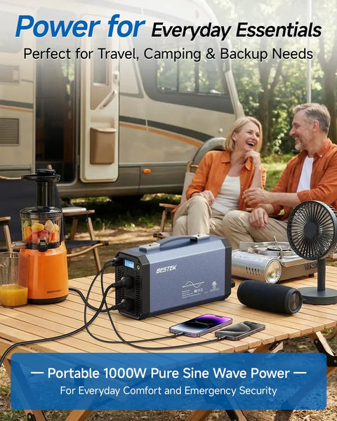 Heavy Duty Pure Sine Wave Power Inverter Pumping 1000W Of Reliable DC 12V To 110V AC Power with USB charging for camping.