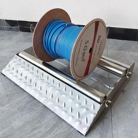 Rugged Stainless Steel Cable Roller Stand With 304 Wheel System 3 Position Height Adjustment And Smooth Glide For Big Spools