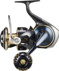 Side view of Saltiga G Spinning Reel SALTG8000P with stout aluminum frame and stainless bearings, pro grade saltwater design.