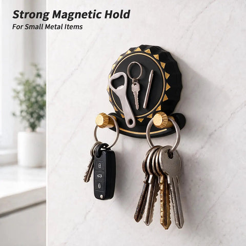 Tough As Nails Two In One Self Adhesive Magnetic Wall Hooks With Heavy Duty Grip No Drill Mount For Clutter Free Kitchen Organization And Safe Metal Storage, holding keys and small items.