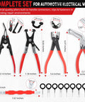 Heavy Duty Electrical Disconnect Pliers Set for Cars, Trucks and SUVs, 7 Piece Auto Connector Removal Toolkit with red handles