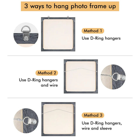 Image showing 3 methods to use Picture Hanging Hardware Kit With Wire And Loop Sleeves For Wall Art Mirrors And Frames 91 Piece Set