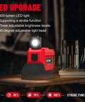 Go-To Portable Power Inverter For Milwaukee 18V Battery With LED Light on Wooden Table