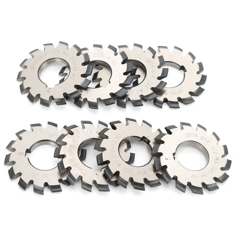 Gear Cutter Set For Milling Machines, 8 Piece Pro Grade Beefy High Speed Steel involute tools, 14.5 Degree