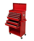 Solid As A Rock Rolling Tool Chest Eight Deep Drawers And Detachable Top Workbox Heavy Duty Mobile Shop Rig For Garage And Worksite Gear Organization Setup with open drawers.