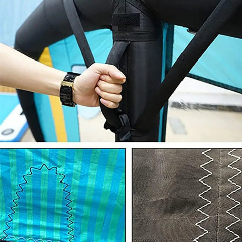 Close-up of hand holding Inflatable Windsurf Wing With Window For Kitesurfing And Windsurfing, Durable 6m2 Canopy, Easy Inflate