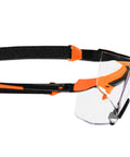 Professional Over The Glasses Safety Glasses With Clear Lens And Anti Fog Scratch Resistant Coating Ansi Z87 Plus Csa Z94 Certified side view with adjustable strap.