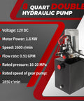 12V DC Hydraulic Power Unit For Dump Trailers 8 Quart Double Acting Pump With 15 Foot Remote Control Sturdy Metal Tank