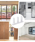 Installed 12 Pack Sliding Closet Door Floor Guides, Universal ABS Bottom Guides for 1-3/8 Inch Thick Doors in white setups