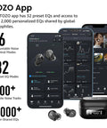 Hybrid Active Noise Cancelling Wireless Earbuds With Six Microphones ENC For Crystal Clear Calls IPX8 App display on phone