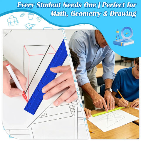 Use of 36 Pack 12 Inch Multicolor Plastic Rulers Bulk Set Clear Metric Rulers With Centimeters And Inches in classroom