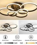 Dimmable 99W Modern LED Ceiling Light With Remote Control Six Ring Circle Design with color temperature options displayed