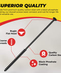 Image showing Size Ten Coarse Thread Drywall Screw With Sharp Point And Phillips Drive Two Bugle Head Black 6 Inch 1 Lb Pack Pro Grade features.