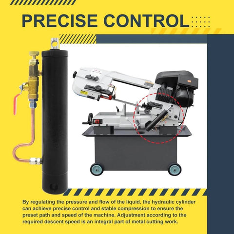 Side view of 7 X 12 Metal Cutting Band Saw Hydraulic Cylinder With Downfeed Control, Compatible With BS-712N BS-712R BS-712B