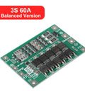 Top Notch 2 Pack 3S 60A BMS Protection Board 12.6V Lithium Battery Balance Charger Module circuit board with MOS transistors.
