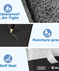 Image showing features of Self Sealing Waterproof Bubble Mailer 4x8 Inch With 4x7 Usable Space, including waterproof, puncture-proof, and self-seal.