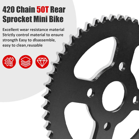 50T 40Mm Rear Drive Sprocket for 40 41 420 Chain Beefed Up Heavy Duty Fit 212cc 196cc 6.5HP Mini Bike