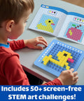 Child using Pixel Art Kit For Kids Creative STEM Toy With Arts And Crafts Fun Kid Friendly Educational Science Activities For Boys And Girls Great Gift For Ages 5 To 12 Includes Four Challenges And Fifty Patterns Brain Teaser Style