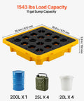 Low Profile Spill Containment Pallet For One Drum Built Tough Modular Platform With Drain 11.4 Gallon Sump Heavy Duty Poly Tray