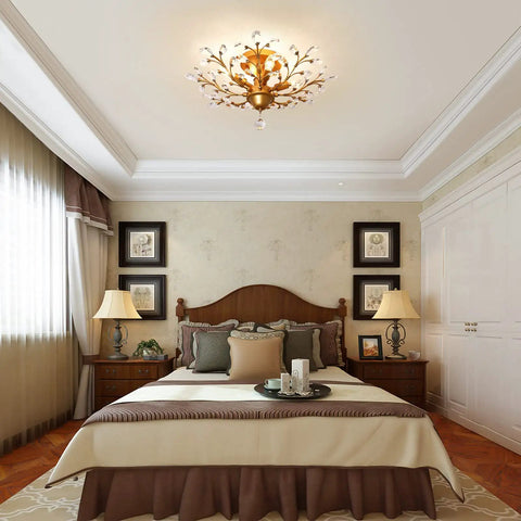 4 Light Vintage Crystal Chandelier Ceiling Light In Gold Finish Show Stopping Pendant Fixture For Living Room Bedroom