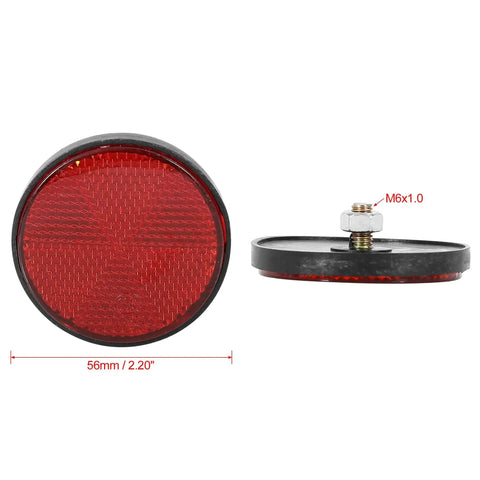Pair Red Plastic Reflective Warning Reflectors With Universal Screw Mount For Motorcycle And Bike M6x1.0 Thread durable high visibility
