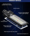 1500W Solar Street Light Outdoor Waterproof Dusk To Dawn Motion Sensor Flood Lights IP67 with LED details and battery