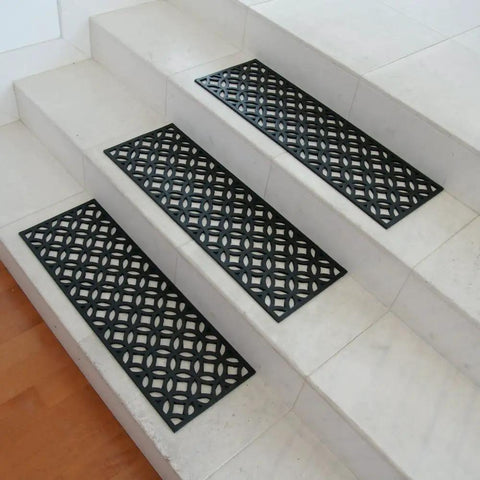 Azteca Indoor Outdoor Rubber Stair Treads 6 Pack Non Slip Mats For Stairs 9.75 By 29.75 Inches on marble steps
