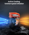 Zephyr S5 Cordless Tire Inflator With Led Light Ultra Fast 160 PSI Portable Air Compressor showing active cooling