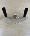 Game Changing Clear Acrylic Router Base Plate Compatible With RT0701C And XTR01Z 6 By 10 Inch showing handles and brass insert.