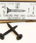 Black High Hardness Drywall Screws 6 x 1-1/4 Inch for Wood and Particle Board Coarse Thread Phillips Drive Bugle Head
