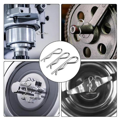 Cotter Pins Assortment Kit For Machinery And Tractors, Heavy Duty Spring Clip Retainer Pins For Hitches And Vehicles shown in use