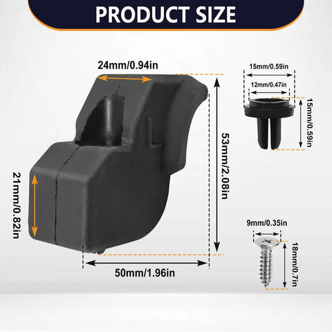 Rock Solid Tailgate Rubber Bumper Cushions Kit With Heavy Duty Metal Bolts For Left And Right Side Exactly Fits 2015 To 2022 Ford F-150 With 5.5 Foot Bed Perfect Replacement Upgrade For Sturdy Long Lasting Performance. Rubber bumper cushion size diagram with bolt and clip measurements