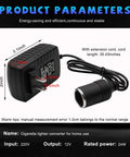 Hassle Free AC To DC Converter 100-240V To 12V 2A 24W Power Supply for car gadgets with cigarette lighter socket and cord.