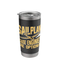 Soaring Sailplane Pilot Glider Enthusiast Stainless Steel Insulated Tumbler with lid showing sailplane design on black background