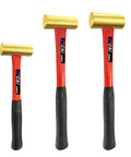3-Piece Non-Sparking Brass Hammer Set With Jacketed Fiberglass Handles, Includes 16 Oz 24 Oz And 32 Oz Hammers, Non-Marring Surface