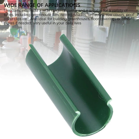 Single heavy duty PVC clamp from 32 pack greenhouse clamp set, 2.4 inches long, suitable for securing covers and arches.